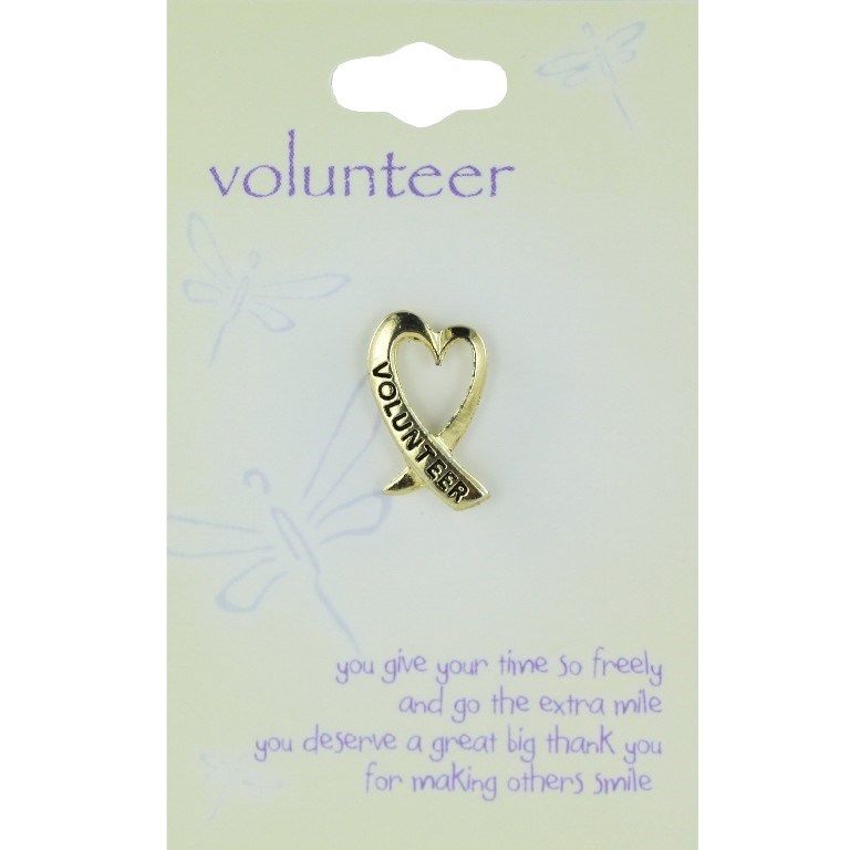 Goldtone Heart for Volunteers - on Card with Poem - Click Image to Close